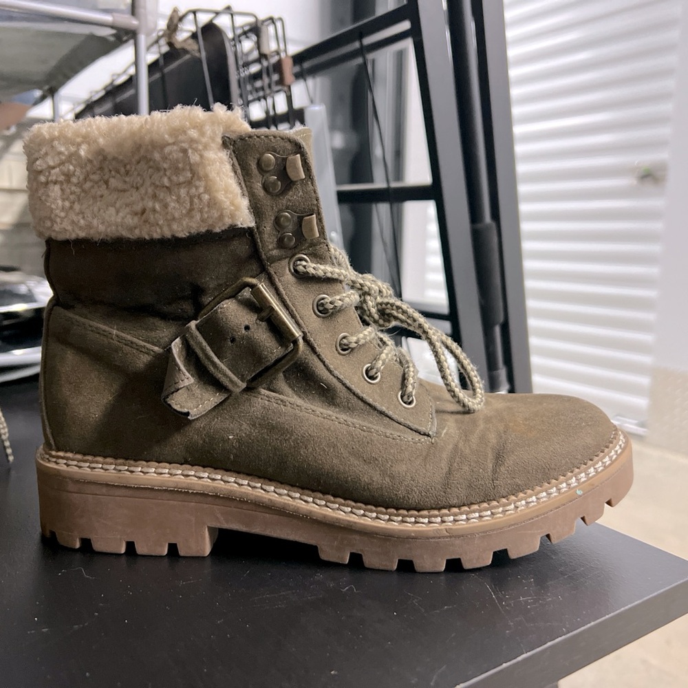 Dark Green Zipper Boots